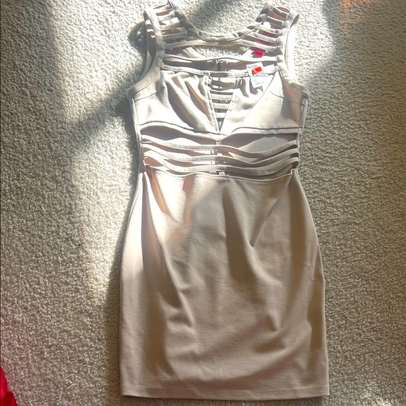 AKIRA Dresses & Skirts - NWT Akira tan dress with cut outs on front - size S